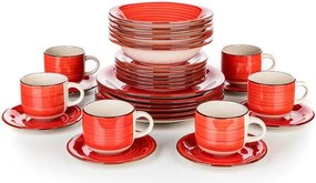 Keramická jedálenská súprava SPIRAL RED 30 ks