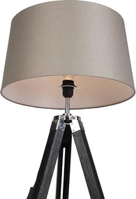 Stojaca lampa trojnožka čierna s tienidlom 45 cm ľanové taupe
