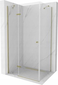 Mexen Roma, sprchovací kút 80 (dvere) x 70 (stena) cm, 6mm číre sklo, zlatý profil, 854-080-070-50-00