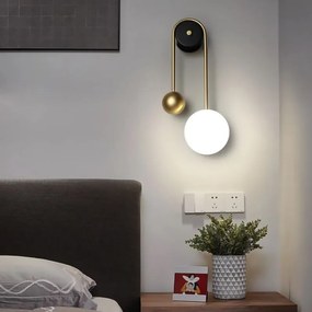 Toolight Toolight, LED nástenné svietidlo 50cm 5W 4000K 500lm APP1474-CW, zlatá lesklá-čierna matná, OSW-03604