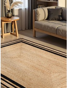 Čierny/v prírodnej farbe obojstranný/ručne tkaný jutový koberec 120x170 cm Jutta – Hanse Home