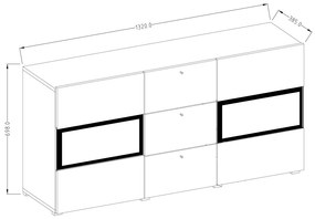 Komoda Baros 26 - touchwood / orech sattin - 132 cm