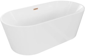 Mexen Luna, voľne stojaca vaňa 180 x 80 cm, biela, medený prepad, 52031808000-65