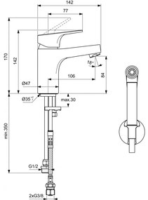 Ideal Standard Cerabase - Umývadlová batéria s ručnou sprškou, chróm BC834AA