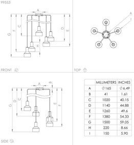 Eglo 99553 - Luster na lanku CASIBARE 5xE27/40W/230V