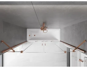 Mexen Velar Duo, 2-krídlová posuvná vaňová zástena 200 x 150 cm, 8mm číre sklo, ružové zlato profil, 896-200-000-02-60