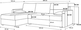 Rozkladacia obojstranná sedacia súprava do L VENORIA 220x143 cm, púdrovo ružová + 2 vankúšiky ZDARMA