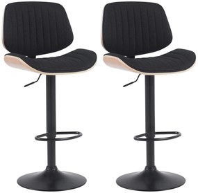 2x Barová stolička Clawson - látka, čierny rám - prírodná/čierna