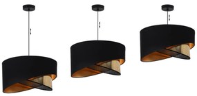 Závesné svietidlo Asti Duo2, 1x PVC/čierne textilné tienidlo, (fi 45cm), g, b