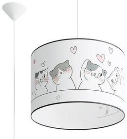 Detské závesné svietidlo Cat, 1x plastové tienidlo so vzorom, (fi 40cm)