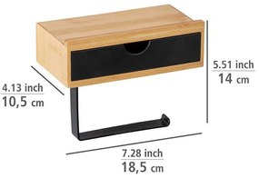 Čierny držiak na toaletný papier s bambusovým obložením Wenko