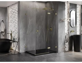 Mexen Lunar T, výklopný sprchový kút pravý 135 x 90 cm, 8mm číre sklo, zlatý matný profil, 834T-135-090-55-00-P