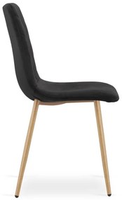 Set troch jedálenských stoličiek TURIN zamatové, čierne / hnedé nohy (3 ks)