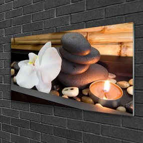 Obraz na skle Kamene sviečky umenie 125x50 cm