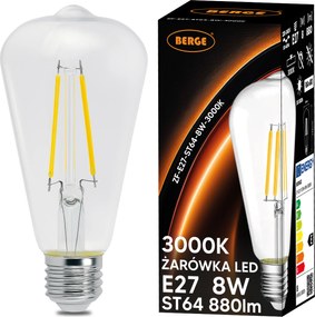 SADA 6x LED žiarovka E27 ST64 6W 660lm Filament 3000K - tepla biela
