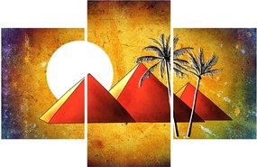 Obraz maľovaných egyptských pyramíd (90x60 cm)