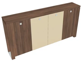 Stredná šatníková skriňa Verno+ S 260 x 46 x 130 cm, kombinované dvere, orech / vanilka