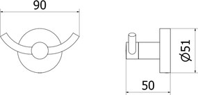 Mexen Remo, dvojitý háčik na uteráky, čierny chróm, 70507352-73
