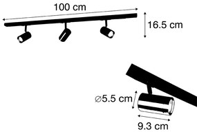 Inteligentný koľajnicový systém čierny so zlatom 1-fázový 3-žiarovkový vrátane WiFi GU10 - Jeana
