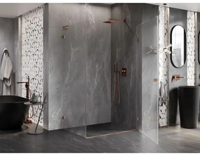 Mexen Lunar-B L pravý výklopný sprchový kút 95 x 90 cm, číre sklo, medená matná, 832L-095-090-65-00-P