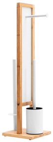 Tutumi, bambusový kúpeľňový stojan na toaletný papier a kefu 321502, hnedá-biela, HOM-04000