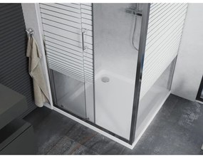 Mexen Apia, sprchový kút s posuvnými dverami 100 (dvere) x 100 (stena) cm, 6mm číre-pásy sklo, chrómový profil + slim sprchová vanička 5cm, 840-100-100-01-20-4010
