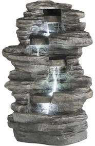 Záhradná fontána polyresinová kamenná kaskáda 53 x 53 x 98 cm