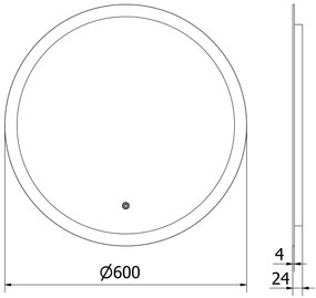 Mexen Oro, okrúhle LED podsvietené kúpeľňové zrkadlo 60 cm, 6000K, vykurovacia podložka proti zahmlievaniu, 9824-060-060-611-00