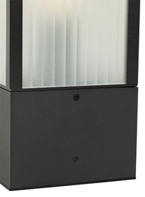 Stojaca vonkajšia lampa čierna s rebrovaným sklom 40 cm IP44 - Charlois