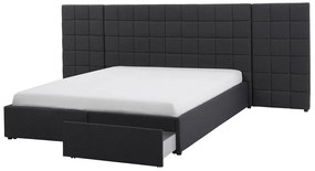 Čalúnená posteľ s úložným priestorom 160 x 200 cm sivá MILLAU Beliani