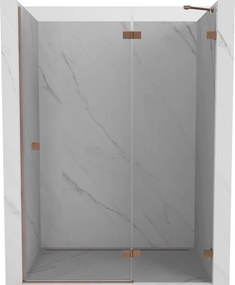 Mexen Lunar, otočné sprchové dvere pravé 130 cm, 8mm číre sklo, medený matný profil, 834-130-000-65-00-P