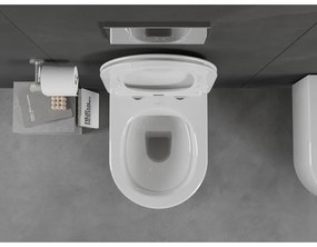 Mexen Sofia, závesná WC misa 490x360x355 mm, Rimless Tornádo + toaletné WC sedadlo z duroplastu, biela lesklá, 30540400