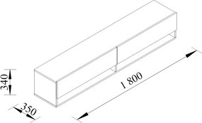 Závesná TV skrinka Asko Living, 180 cm, béžový kašmír