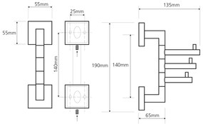 Sapho, X-SQUARE trojháčik otočný, chróm, XQ204