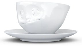 Biela maškrtná porcelánová šálka s tanierikom 58products