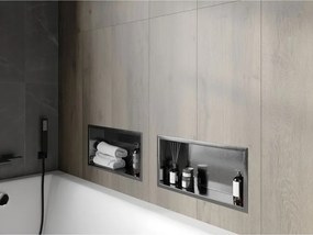 Mexen X-Wall-R, polica na zapustenie s prírubou  45 x 20 cm, grafitová matná - 19E0452010