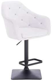 LuxuryForm DESIGN Barová stolička ROMA na čiernej hranatej podstave - biela