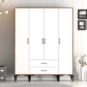 Šatníková skriňa Kiara STS (orech + biela). Akcia -19%. Vlastná spoľahlivá doprava až k Vám domov. 1088350