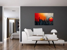 Obraz - Abstraktná maľba mesta (90x60 cm)