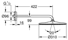 GROHE 26557000 - Súprava hlavovej sprchy RAINSHOWER 310, 422 mm, lesklý chróm