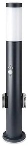 Vonkajšia lampa so senzorom a 2 zásuvkami SCHUKO 1xE27/60W/230V IP44 60cm čierna