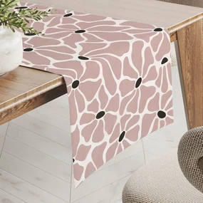 Biante Bavlnený behúň na stôl Sandra SA-483 Hnedoružové designové kvety na bielom 35x120 cm