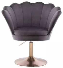 LuxuryForm DESIGN Kreslo FREY VELUR na zlatom tanieri - tmavo šedé