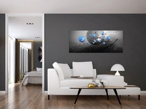 Obraz modrých abstraktných gulí (120x50 cm)