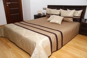Prehoz na manželskú posteľ svetlo hnedej farby s pruhovaným motívom Šírka: 220 cm | Dĺžka: 240 cm