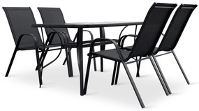 Záhradný jedálenský set Porto 140 cm + 4x kovová stolička Ramada