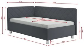 Čalúnená váľanda s úložným priestorom a matracom EMILE 110x200 cm sivá