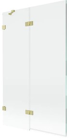 Mexen Lunar, 2-krídlová vaňová zástena ľavá 110 x 150 cm, číre sklo, zlatá matná, 897-110-100-55-00-L