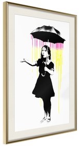Artgeist Plagát - Girl with Umbrella [Poster] Veľkosť: 30x45, Verzia: Čierny rám s passe-partout