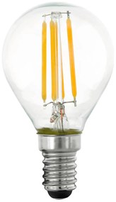 EGLO Stmievateľná filamentová LED žiarovka, E14, P45, 4,5 W, 470lm, 2700K, teplá biela, číra